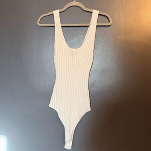 Zara Cream Ribbed Bodysuit